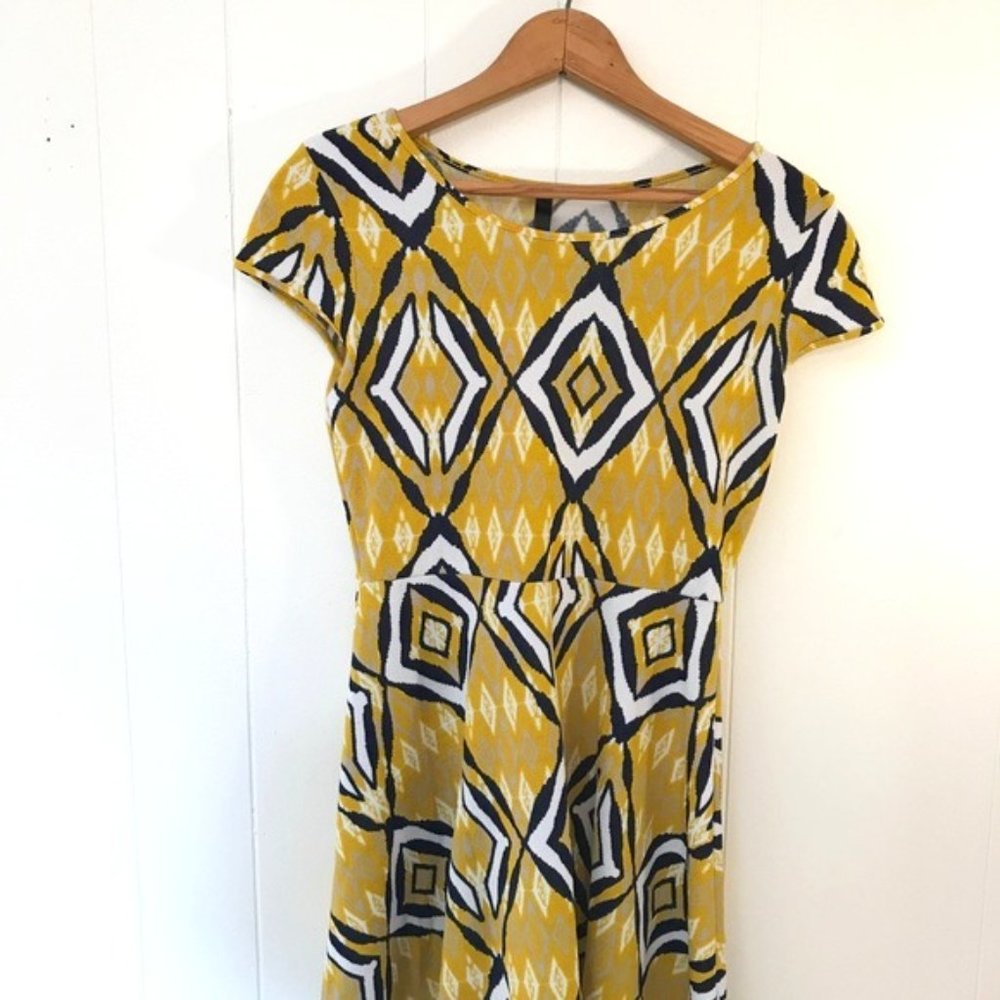 Yellow Print Skater Dress
